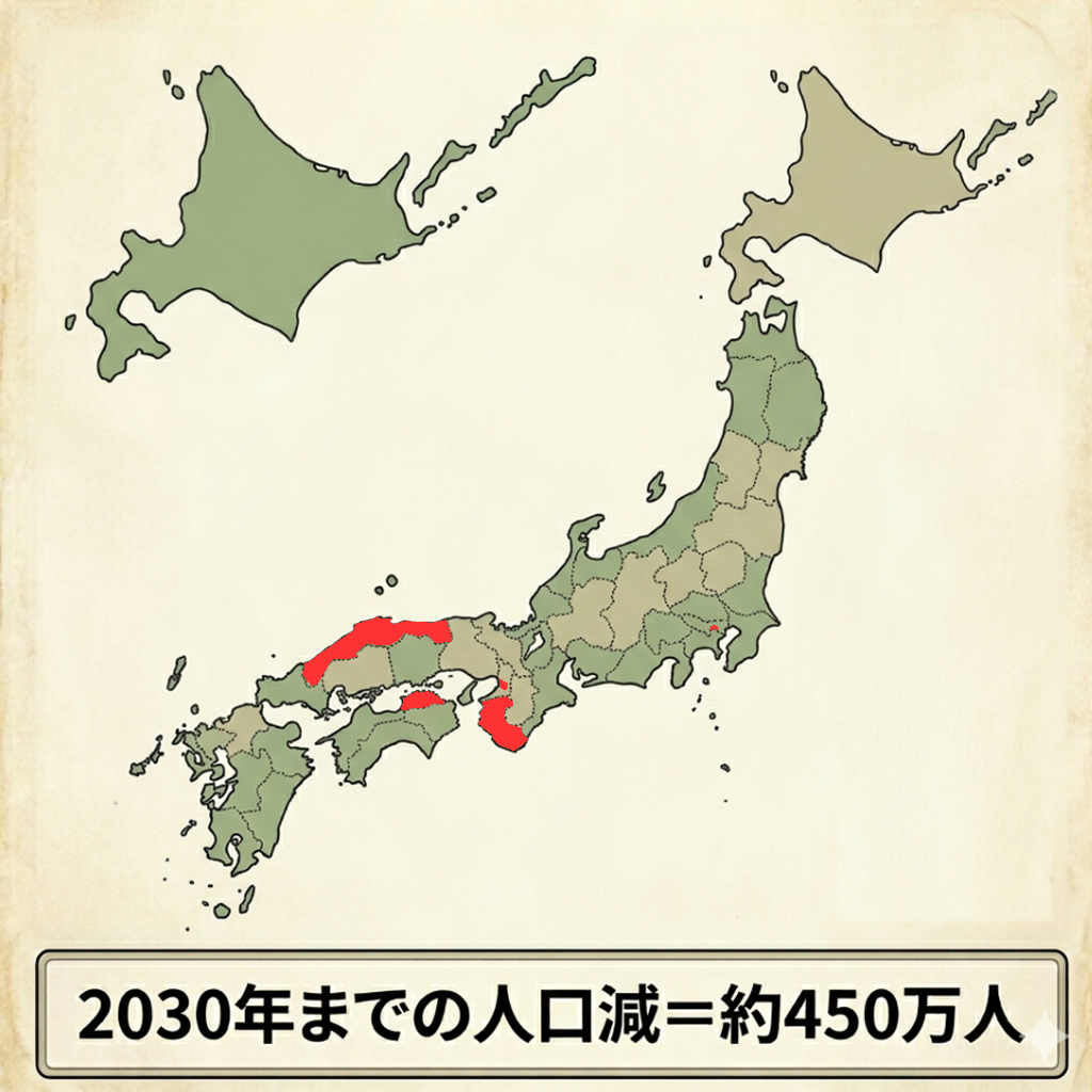 2030年までの人口減のイメージ